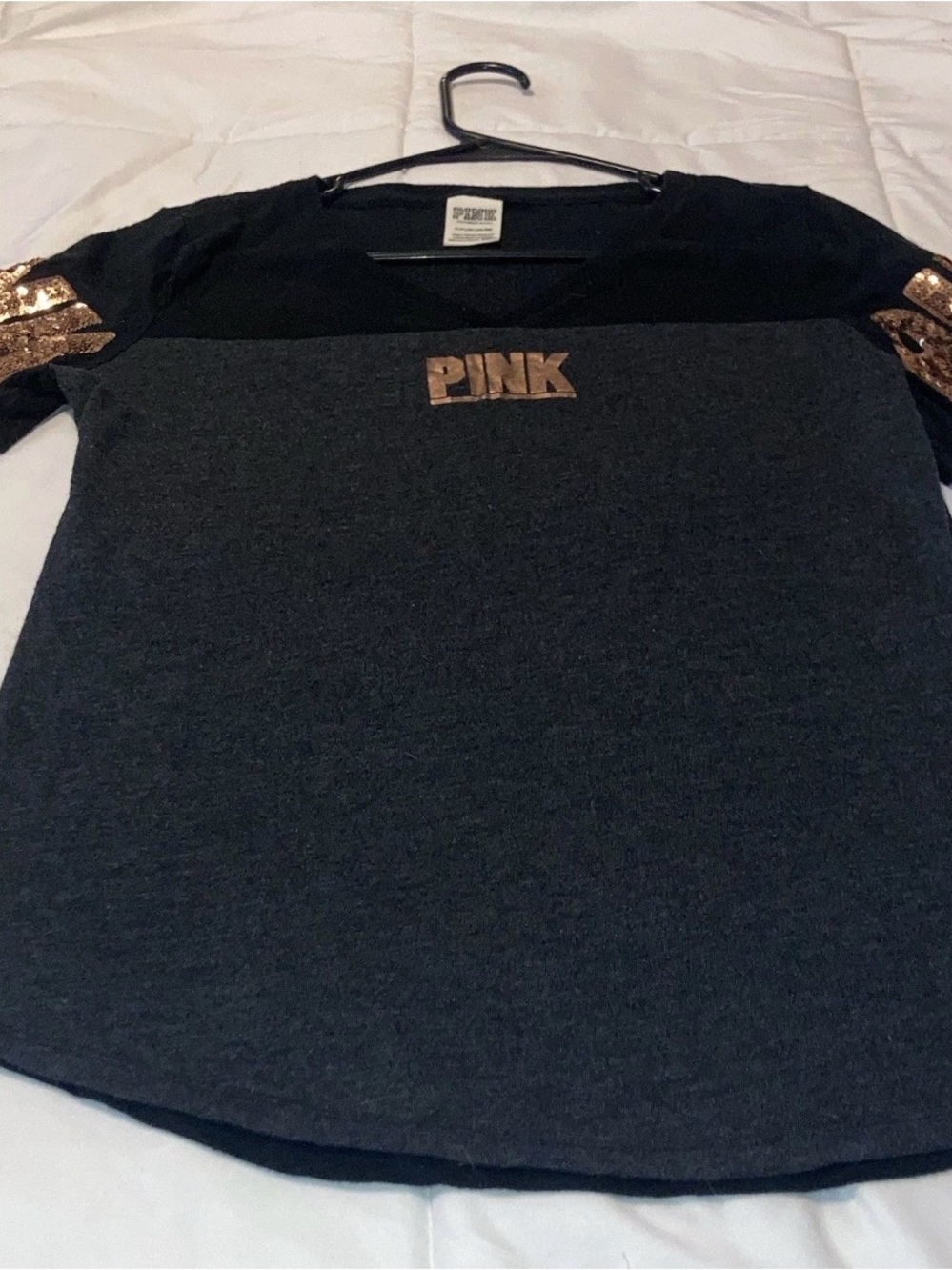PINK Victoria's Secret Black Logo Tag Tee